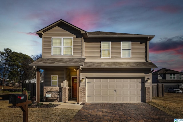 view of front of house with a garage