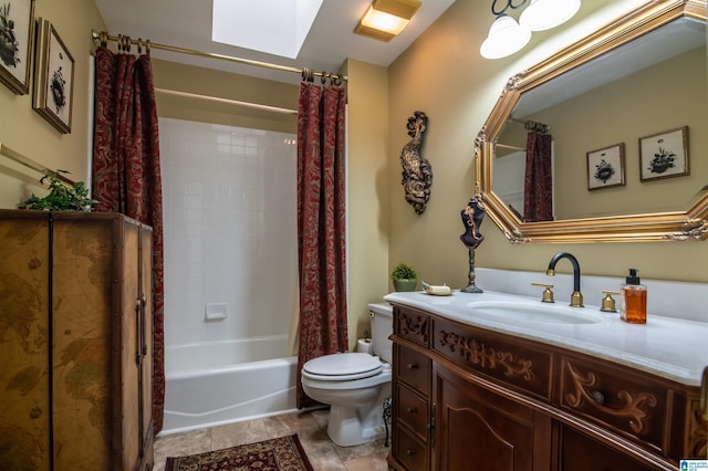 full bathroom featuring vanity, toilet, and shower / tub combo