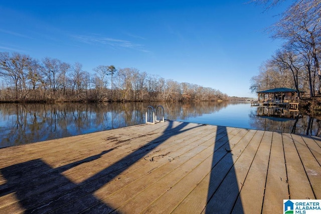 dock area featuring a water view