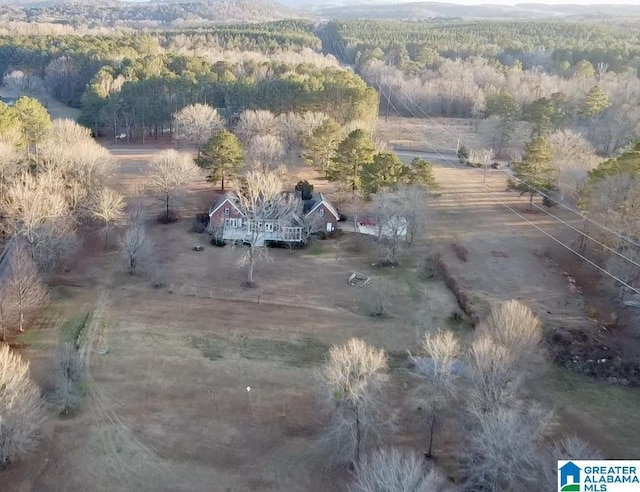 aerial view featuring a rural view