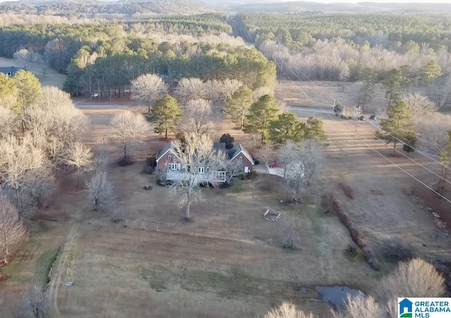 birds eye view of property featuring a rural view