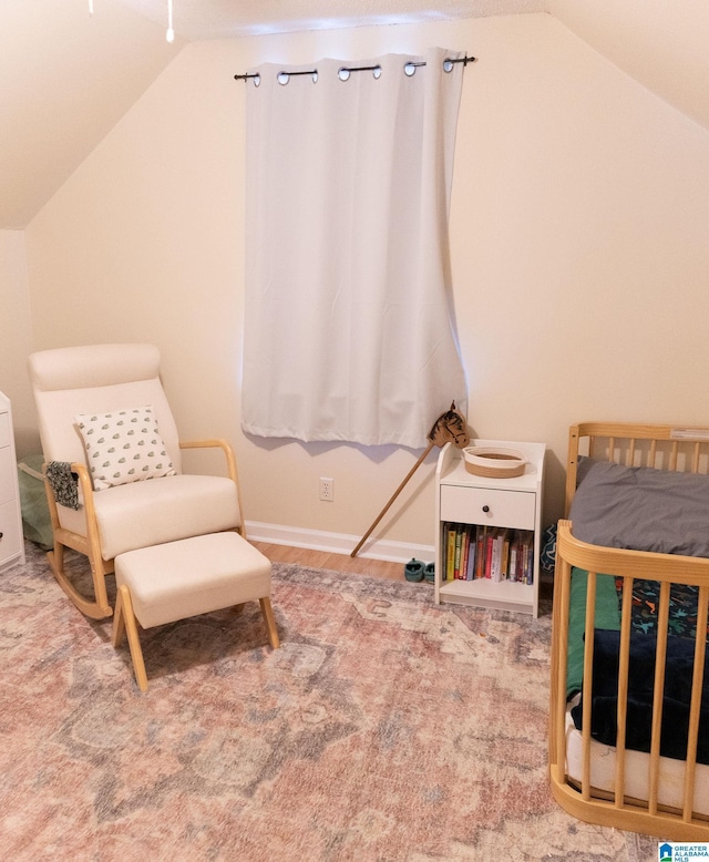 bedroom with vaulted ceiling