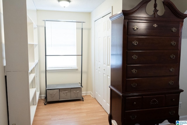 interior space with light hardwood / wood-style floors