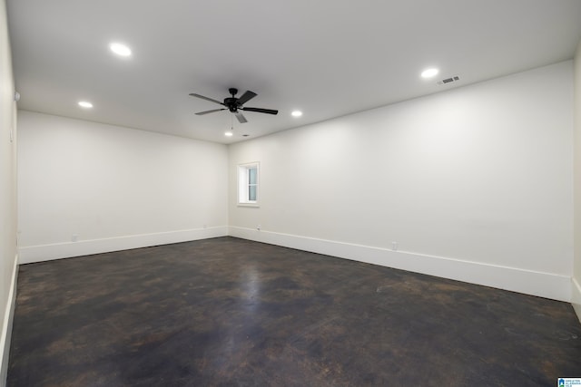 spare room featuring ceiling fan