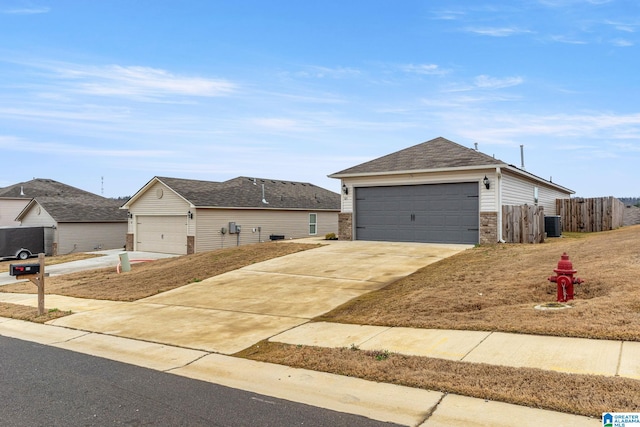 ranch-style house featuring central air condition unit