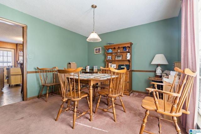 view of carpeted dining room