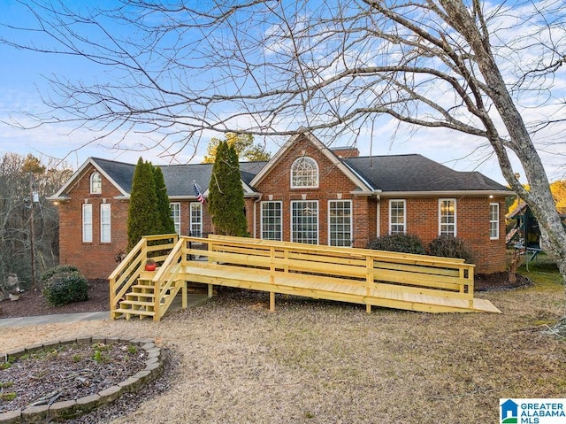 view of front facade featuring a deck