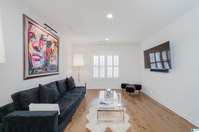 living room with light wood-type flooring