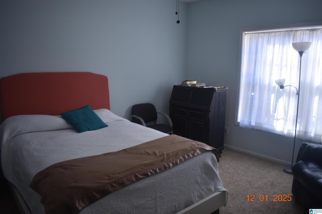 bedroom with carpet flooring and multiple windows