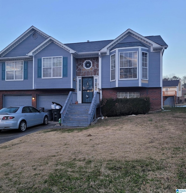 bi-level home with a garage