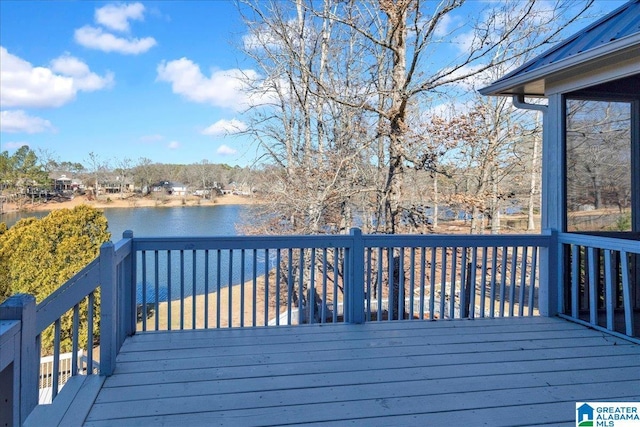 deck with a water view