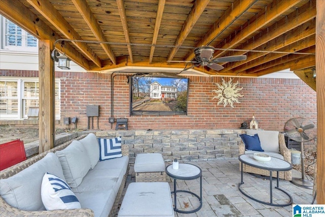 view of patio / terrace featuring an outdoor hangout area and ceiling fan