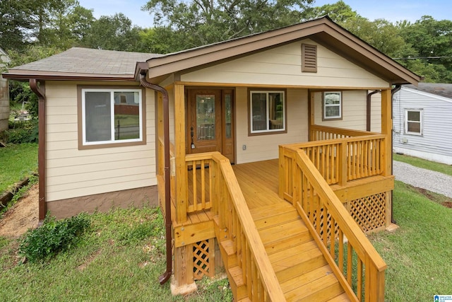 view of front facade with a deck