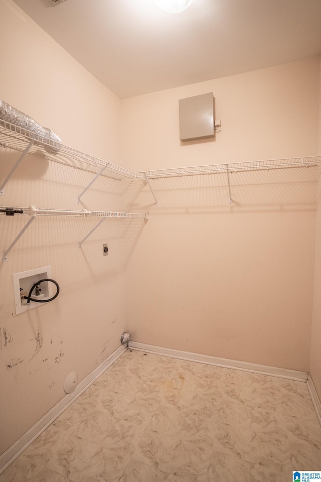 laundry area with carpet flooring, washer hookup, hookup for a gas dryer, and electric dryer hookup