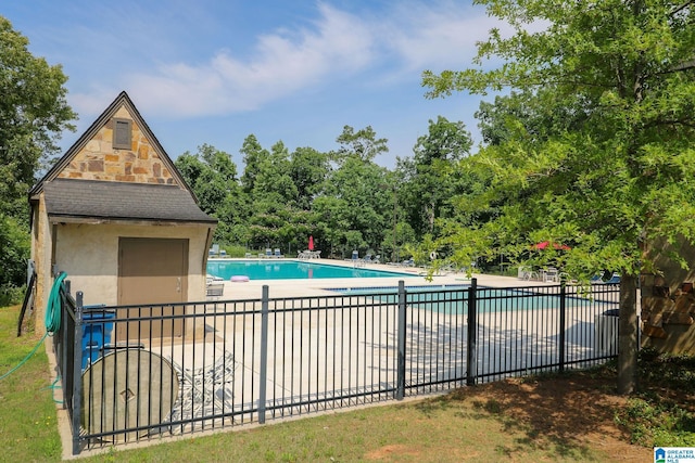 view of swimming pool with a patio