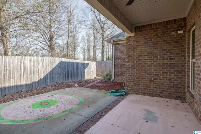 view of patio with ceiling fan