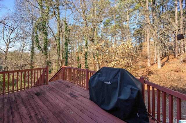 wooden terrace with grilling area