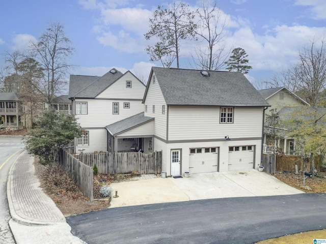 exterior space with a garage