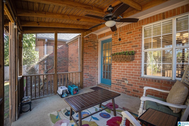 view of patio / terrace featuring ceiling fan