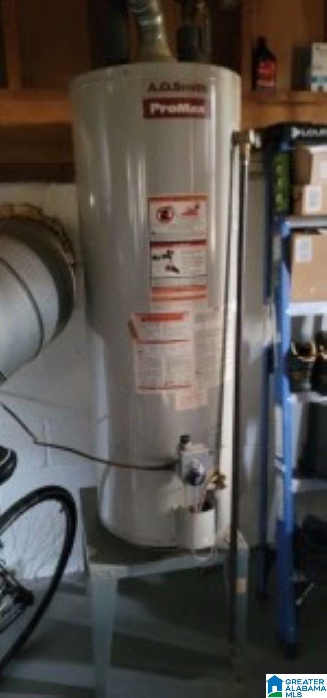 utility room with gas water heater