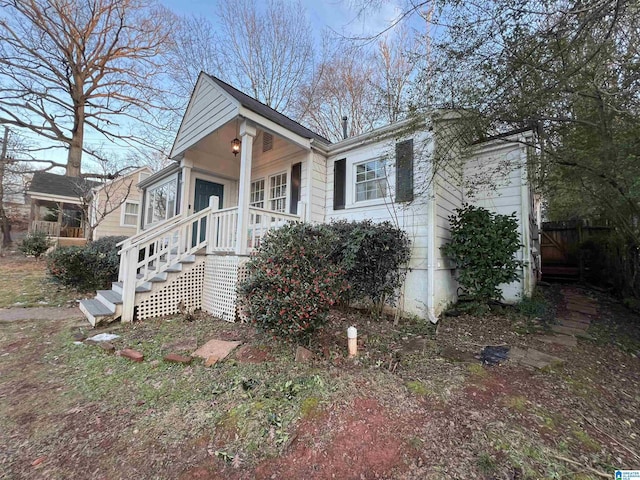 view of front of property with a porch