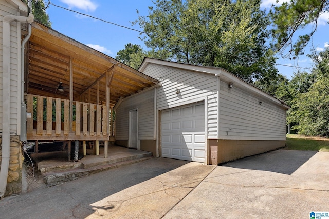 view of garage