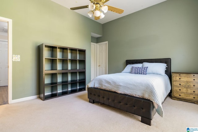 bedroom featuring carpet and ceiling fan