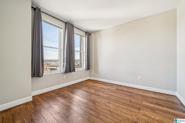 spare room featuring wood-type flooring