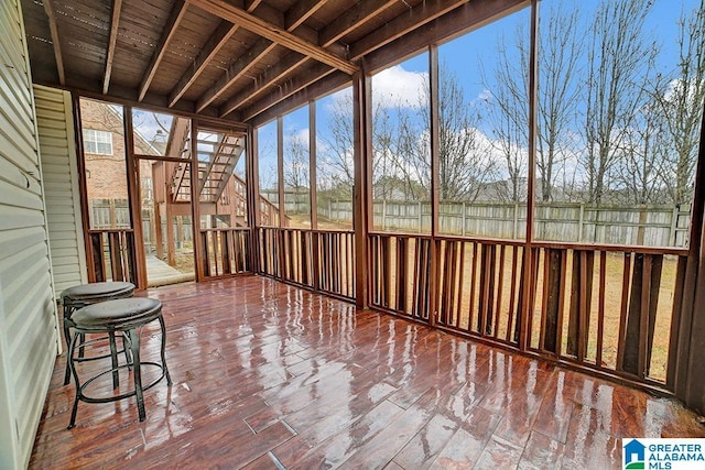 view of unfurnished sunroom