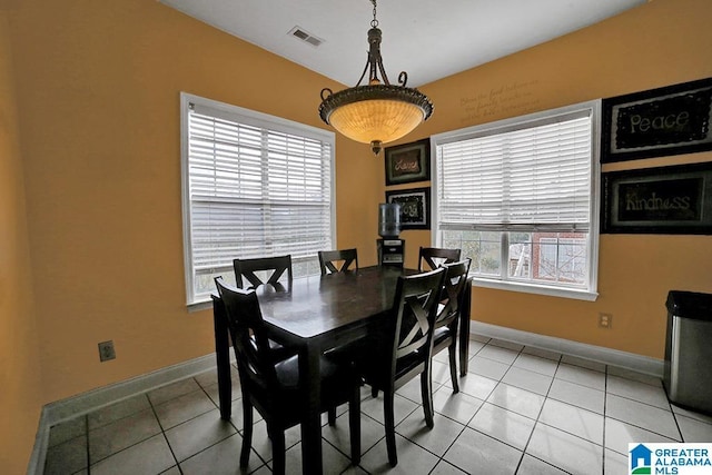 view of tiled dining space