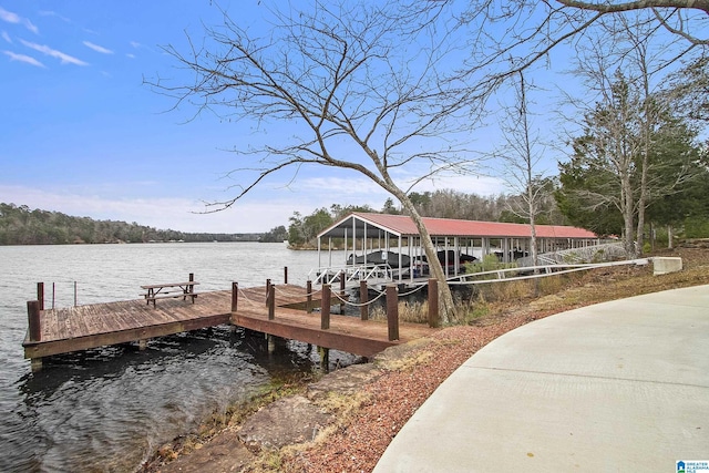 view of dock featuring a water view