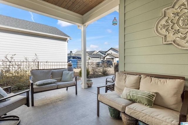 view of patio featuring an outdoor hangout area