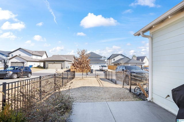 view of patio featuring a garage