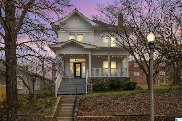 view of front facade featuring covered porch