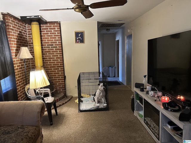 living room featuring ceiling fan