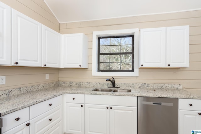 kitchen with white cabinets and stainless steel dishwasher