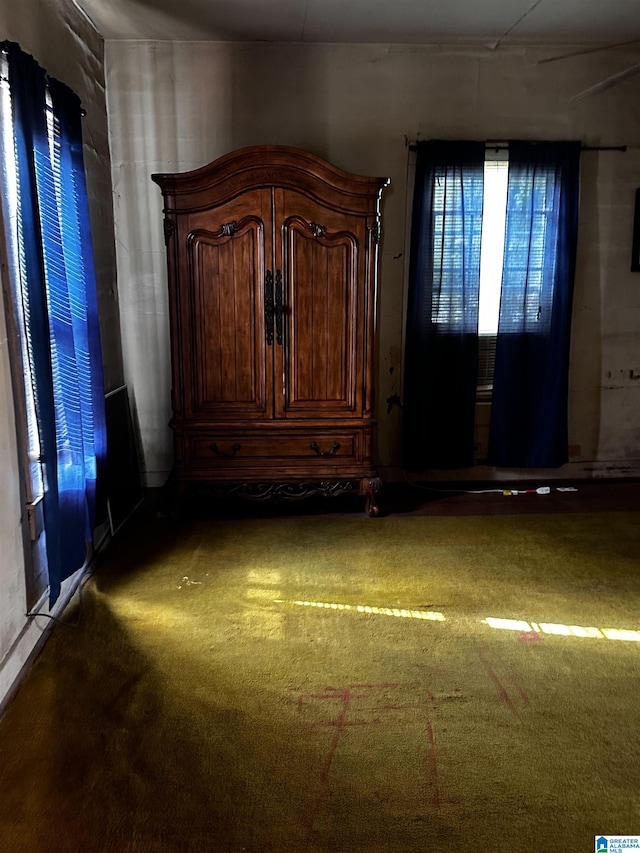 unfurnished bedroom featuring carpet flooring