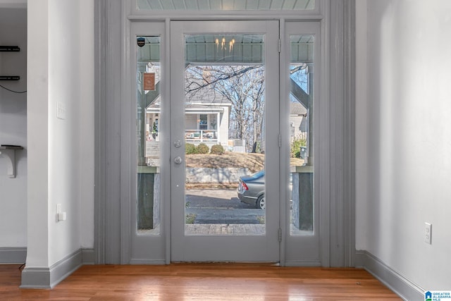 doorway featuring light hardwood / wood-style flooring