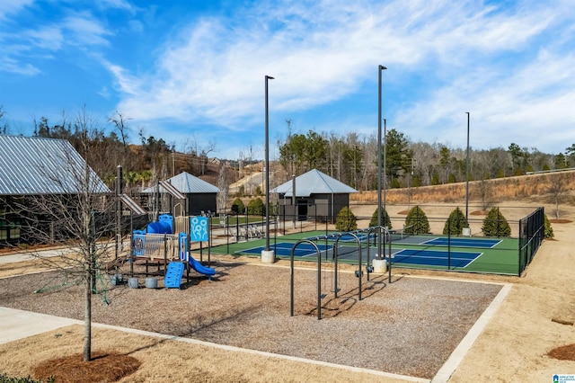 view of playground featuring tennis court