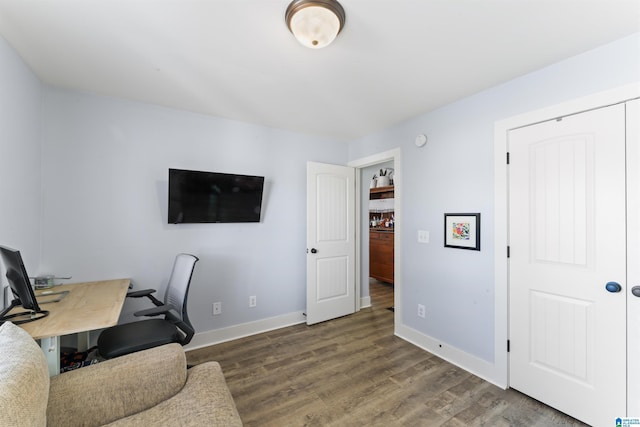 office featuring dark hardwood / wood-style flooring