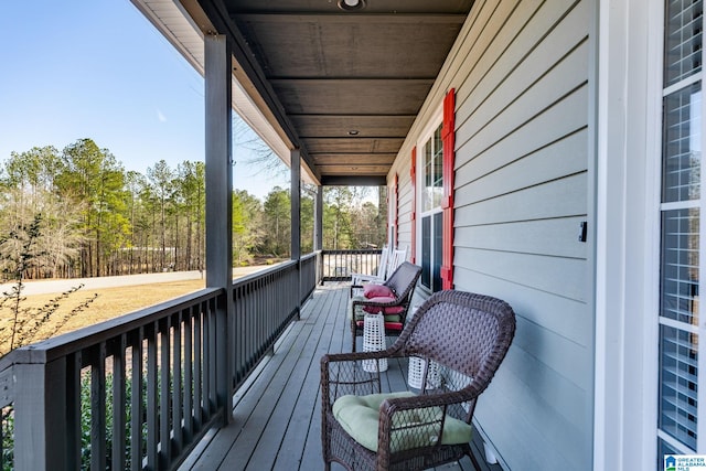 wooden terrace with covered porch