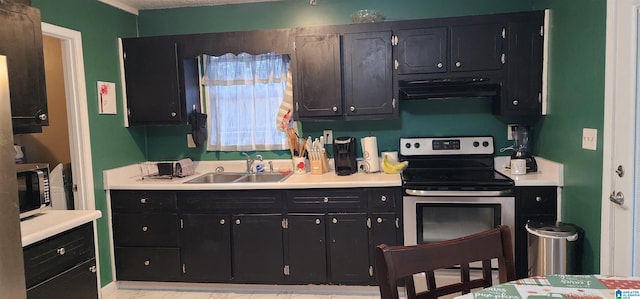 kitchen with sink and appliances with stainless steel finishes