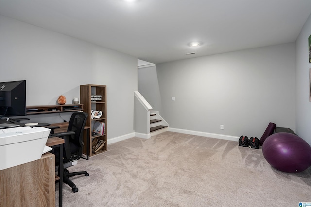 office with light colored carpet