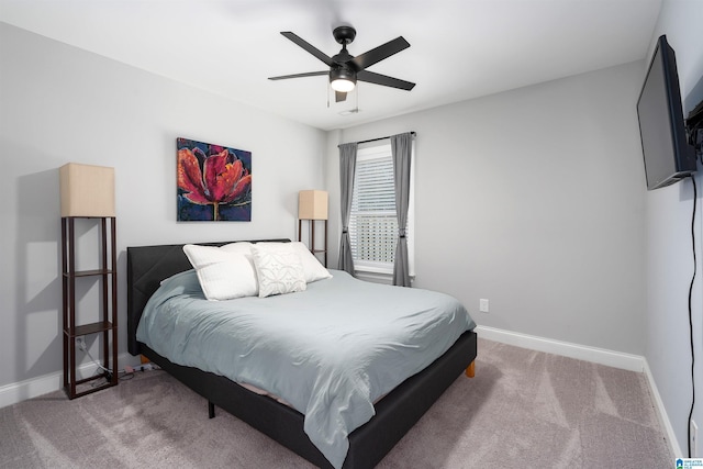 bedroom with carpet flooring and ceiling fan