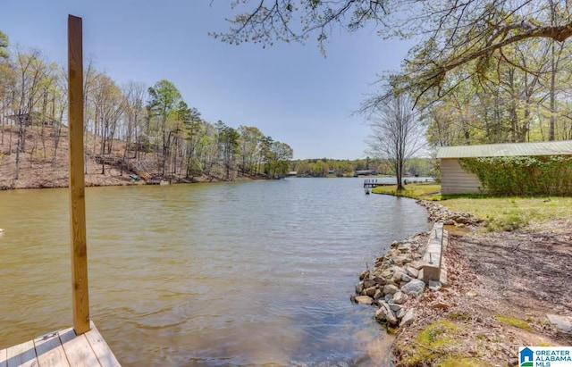 view of dock featuring a water view