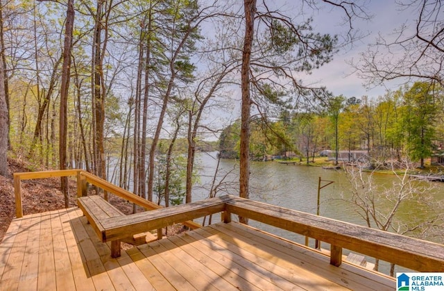 deck with a water view