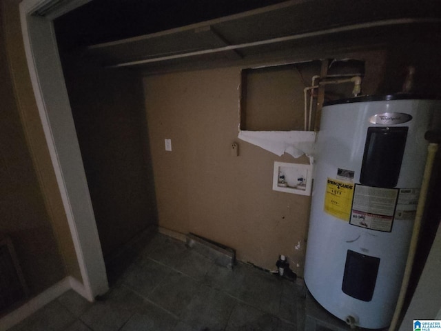 utility room with electric water heater