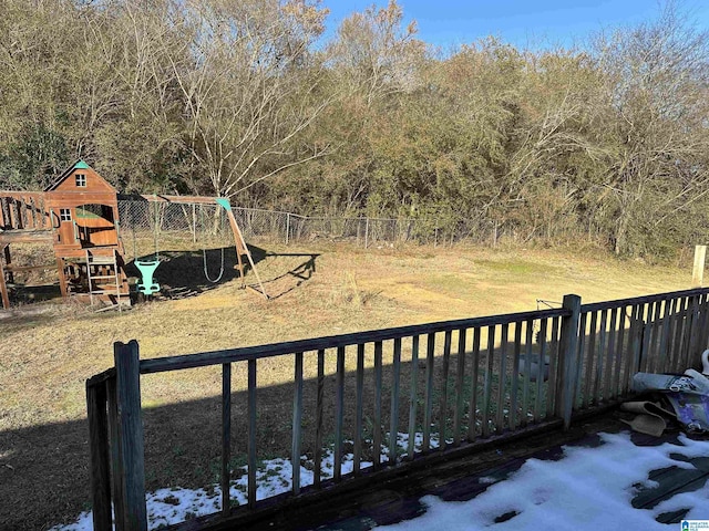 view of yard with a playground