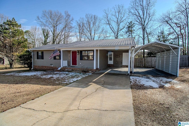 ranch-style house with a carport