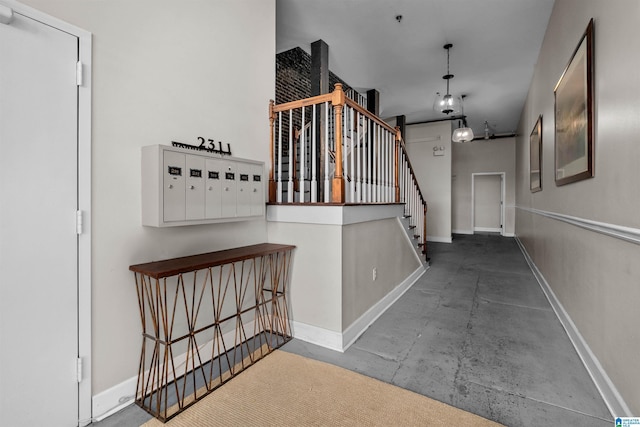 stairs with mail boxes